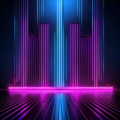 Modern Neon Stage Design with Vibrant Light Bars