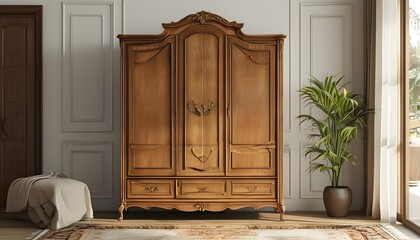 Elegant vintage wardrobe showcasing timeless craftsmanship and classic design