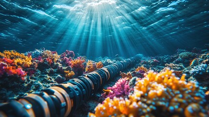 optical cable on the seabed	