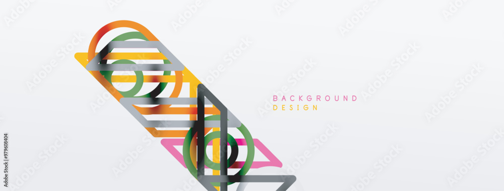 Poster abstract background - colorful circle lines technology or business digital template