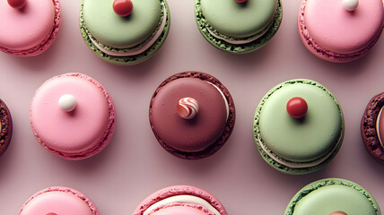 a poster of italian macarons and different toppings, editorial illustrations, 