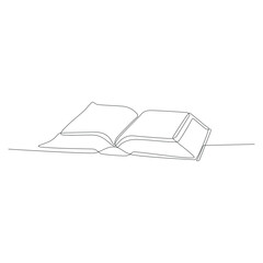 Book open outline. One line vector drawing.
