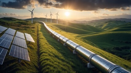 Sunset over tranquil ocean with gentle waves