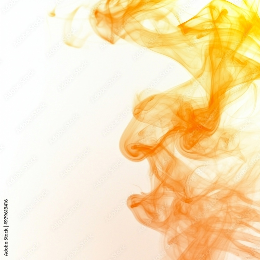 Poster delicate wisps of yellow smoke ascend softly against a pristine white backdrop, their vibrant hues b