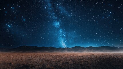 A breathtaking view of the night sky filled with stars and a stunning Milky Way over a serene landscape.