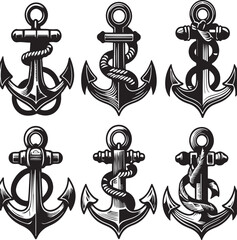 Black and white anchor representing marine and nautical themes, perfect for tattoos or logos,generative ai