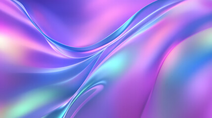 Abstract vector shapes in glowing holographic gradient purple, blue, pink and green background. Soft Glow. Illustration