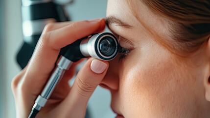 Close-up of a Woman's Eye Being Examined with a Medical Device