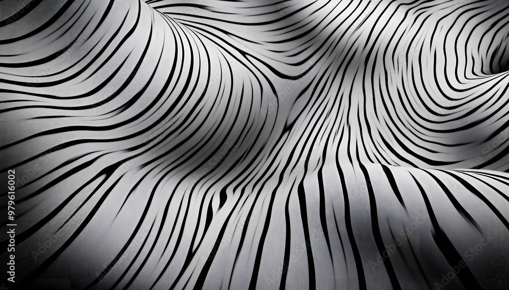 Wall mural black and white pattern with the illusion of movement objects