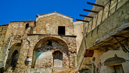 Borgo fantasma della Rabatana, quartiere abbandonato della cittadina di Tursi,Matera,Basilicata,Italy