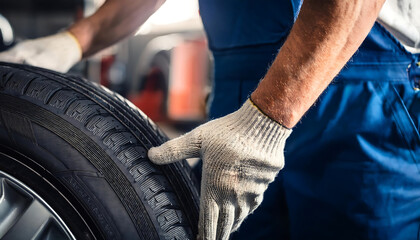 mechanic hand tire auto garage