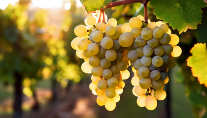 white grapes hanging vine