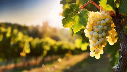 Fototapeta premium white grapes hanging vine