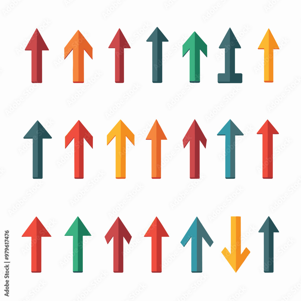Poster a collection of colorful arrows pointing in different directions on a light background.