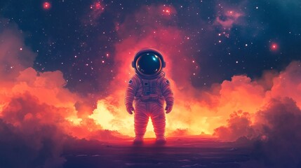 Naklejka premium Illustration of Cute astronaut in space background