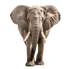 Obraz premium Large african elephant bull is standing and facing forward on a white background