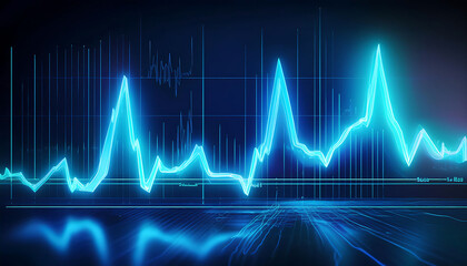graph vital signs like heart rate blood pressure vibrant blue digital monitor