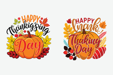 Happy Thanksgiving Day template Typography letter background Vector