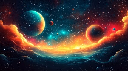 Naklejka premium a digital painting of a planet and the sky