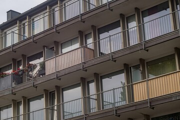 balcony rows of a residential building from 1950