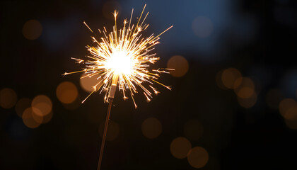 Sparkler on a Summer Night isolated with white highlights, png