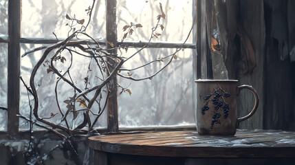 Melancholy Tea by the Window – Rainy Autumn Morning