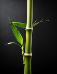 Isolated bamboo shoot with depth of field showcasing smooth surface and vibrant growth