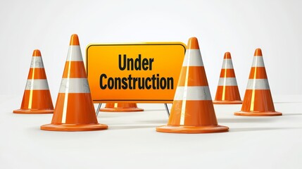 A vivid scene featuring construction cones and an 'Under Construction' sign, perfect for safety and building themes.