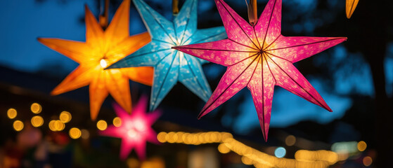 Vibrant Filipino Parol Lantern Festival Illuminating the Night Sky in a Christmas Celebration