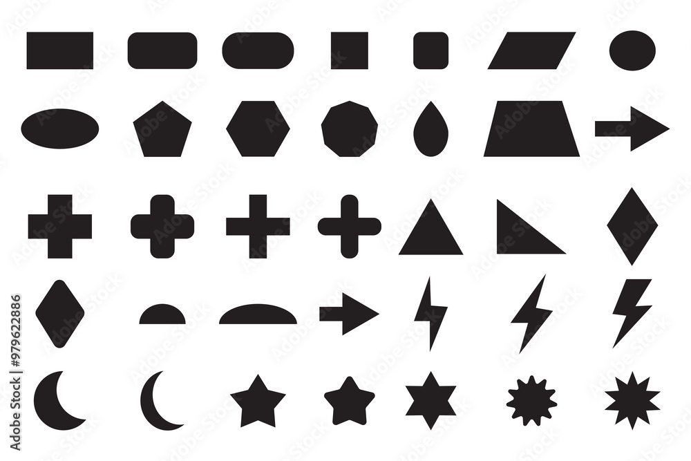 Poster vector basic shape. abstract and basic shapes collection. polygonal elements. modern trendy minimali