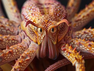 Close-Up Macro Photography of a Spiky Spider with Striking Eyes