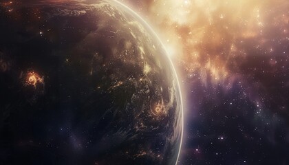 Obraz premium Mystical and Captivating Cosmic Panorama Showcasing the Beauty of the Universe