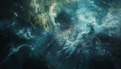 Fototapeta premium Mystical Cosmic Explosion in Vibrant Space Nebula Surreal Astral Landscape of Celestial Wonders