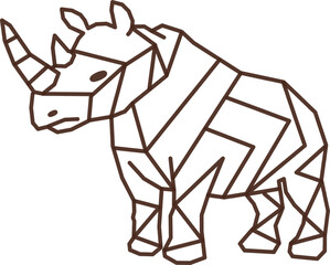 Horned rhinoceros. rhinoceros horned geometric vector. Rhino-horned geometric design