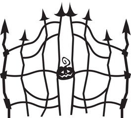 Cemetery Gate with Pumpkin Decorations