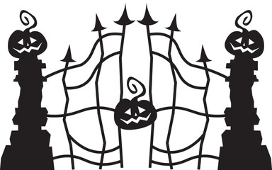 Cemetery Gate with Pumpkin Decorations