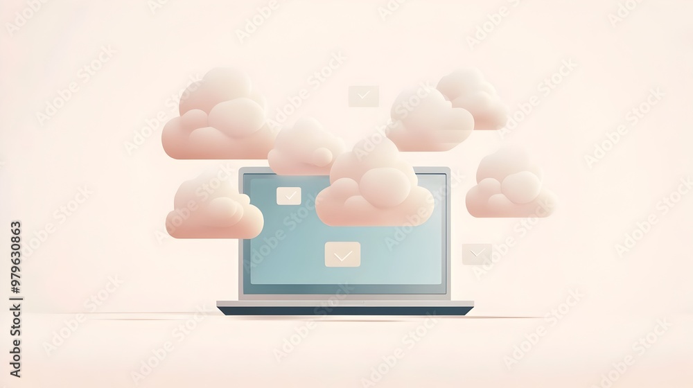 Poster wireless cloud computing and online connectivity on laptop device