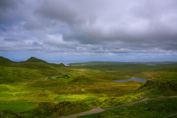 Obraz premium Beautiful landscape in Isle of Skye. Highlands of Scotland. Scotland, United Kingdom. 