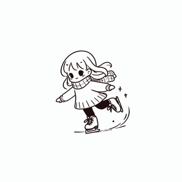 recommend clip art: A girl on skates drawn with black lines.
