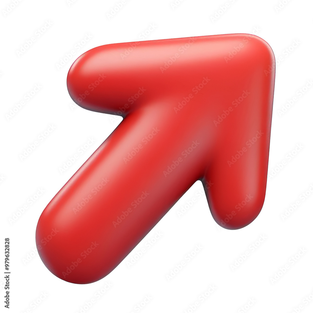 Poster red arrow 3d render icon isolated on transparent background cutout