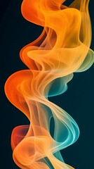 Obraz premium Orange Smoke on Green Background, Abstract Image, Texture, Pattern Background, Wallpaper, Cover and Screen for Smartphone, PC, Laptop, 9:16 and 16:9 Format