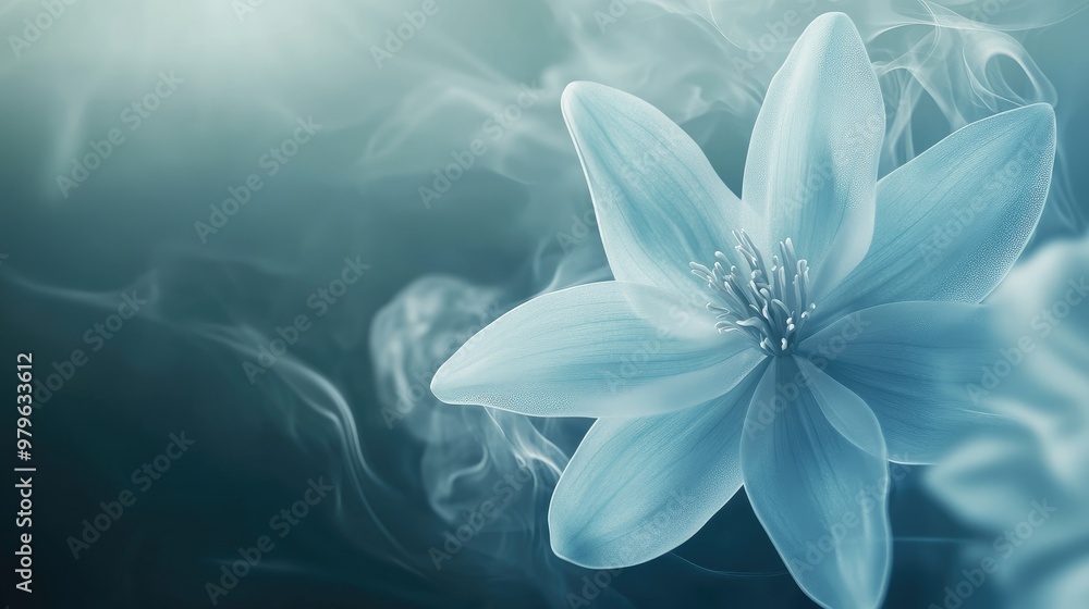 Poster realistic 3d flower background with a subtle steam effect, creating an elegant and serene visual exp