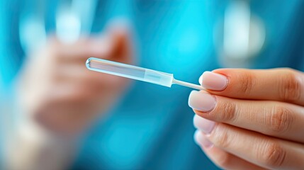 A Hand Holding a Clear Plastic Tube With a White Cotton Swab