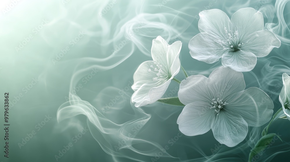 Aufkleber realistic 3d flower wallpaper with soft steam adding a serene and dynamic effect to the design. no l