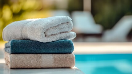 Stacked Plush Towels in Peaceful Bathroom Setting