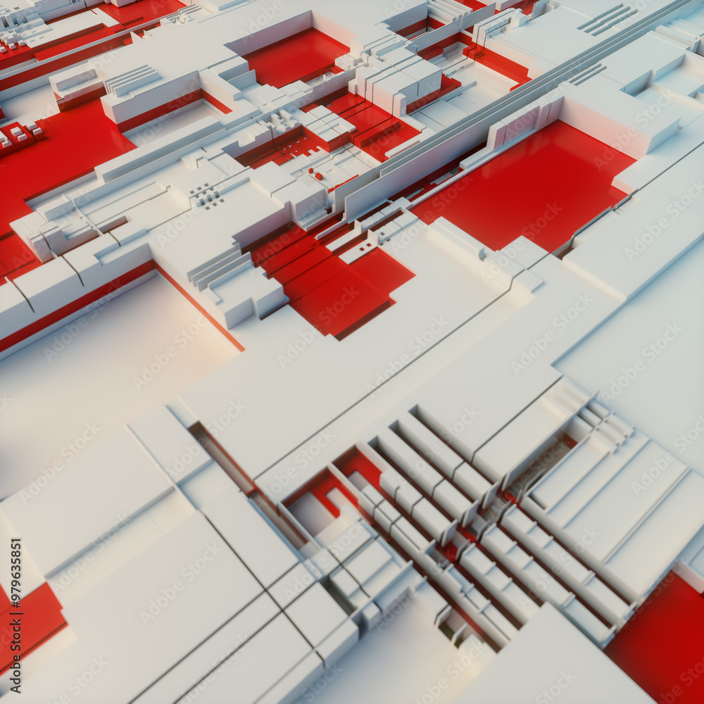 Poster Abstract fantasy composition depicting a fragment of a technogenic system. 3d rendering illustration
