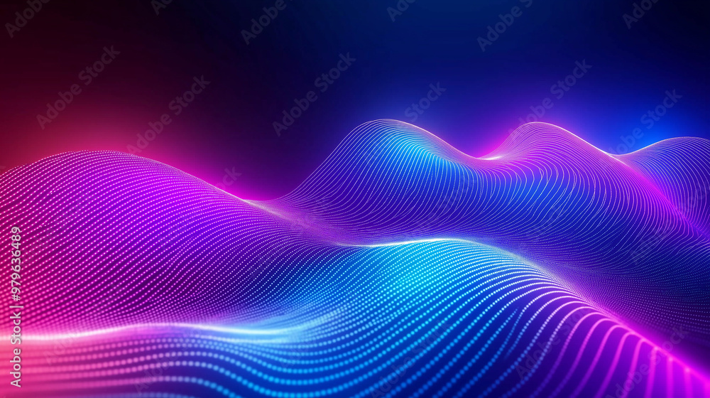 Aufkleber abstract neon colored wavy lines background flowing in cyberspace