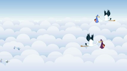 stork carrying baby animation