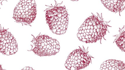 Seamless repetitive pattern background of raspberry fruit for fabric design