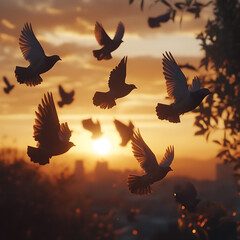 flying birds AI generated